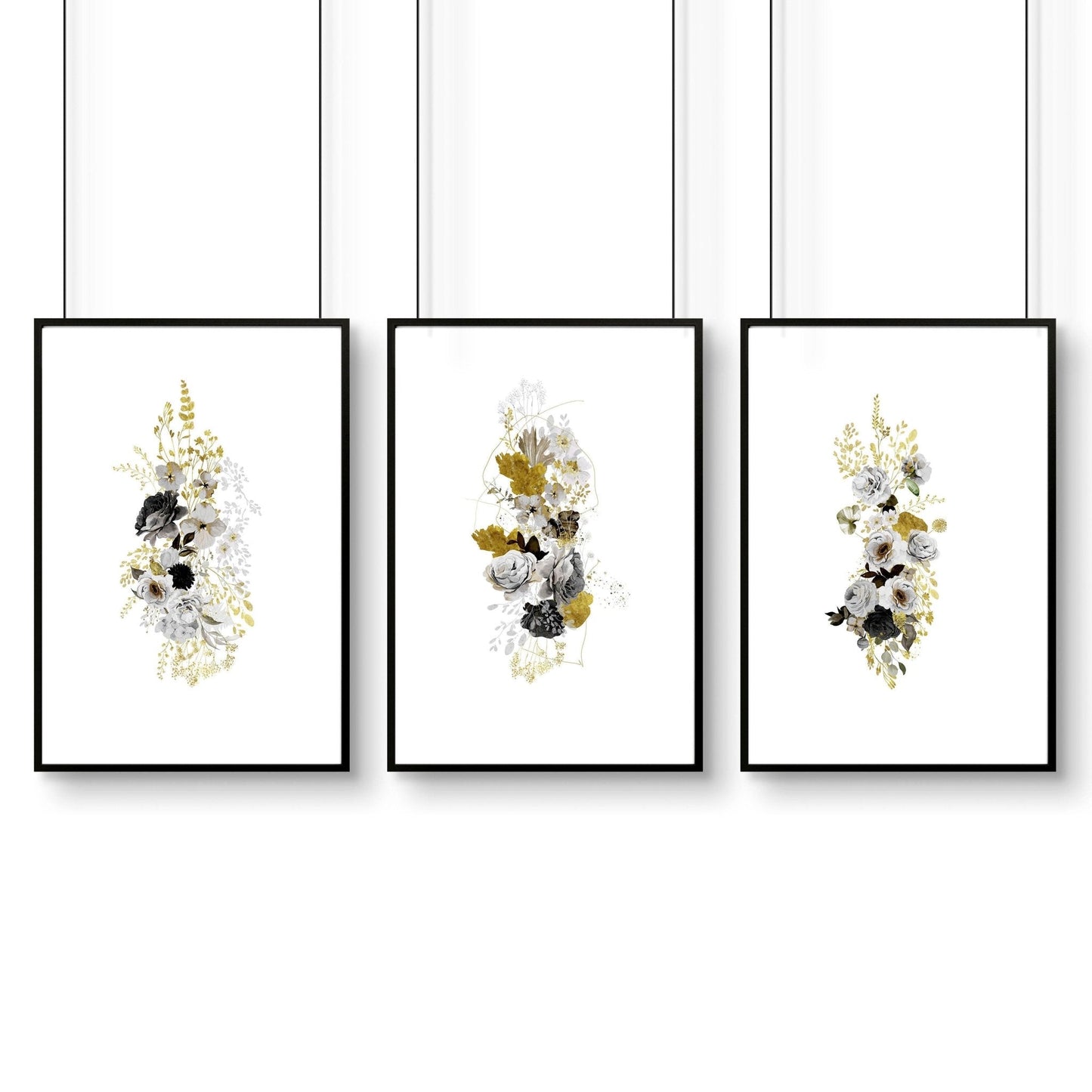 Living Room Wall Pictures – Set of 3 Floral Prints