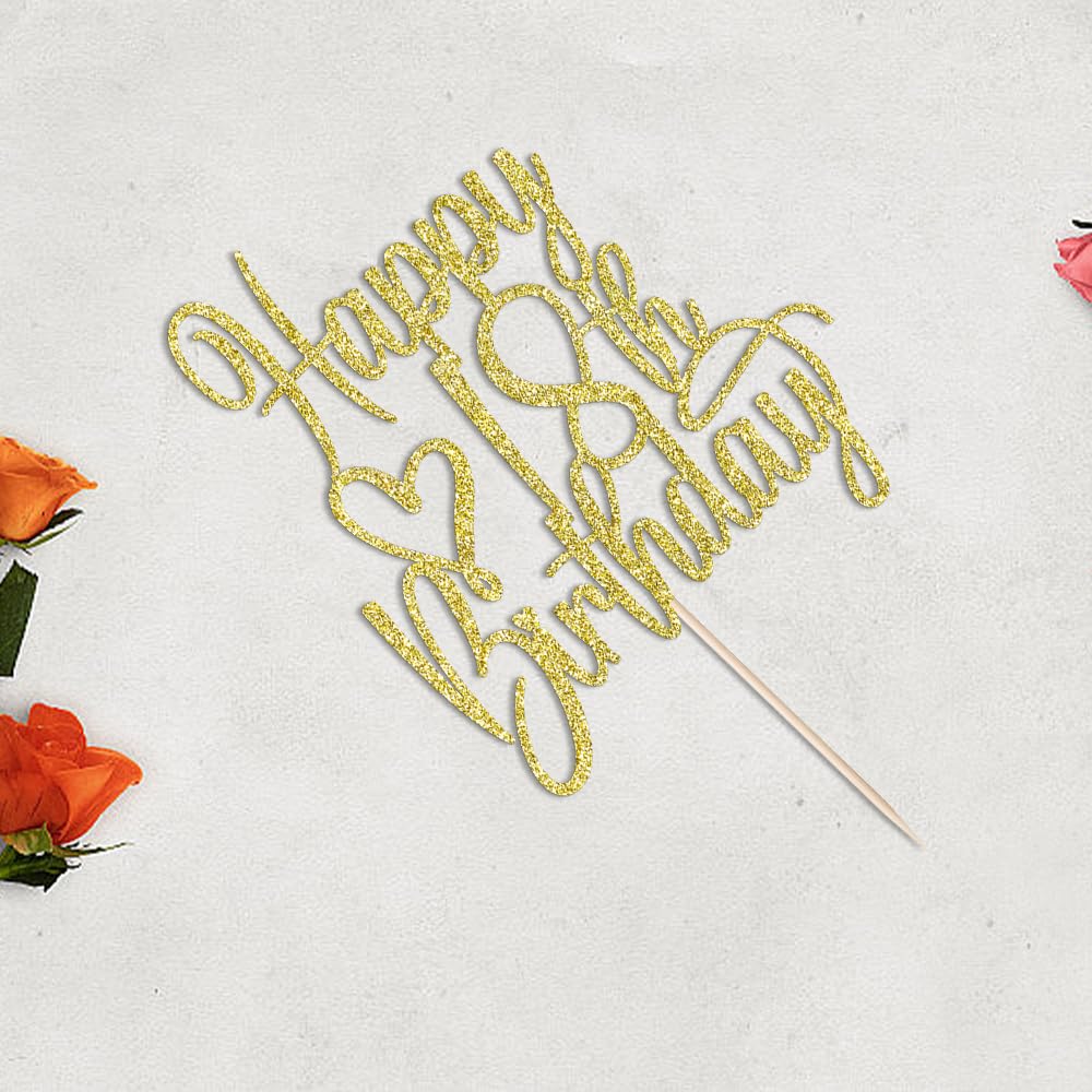 Florcmet Gold Glitter Happy 18th Birthday Cake Topper – 18 & Fabulous Celebration Decor
