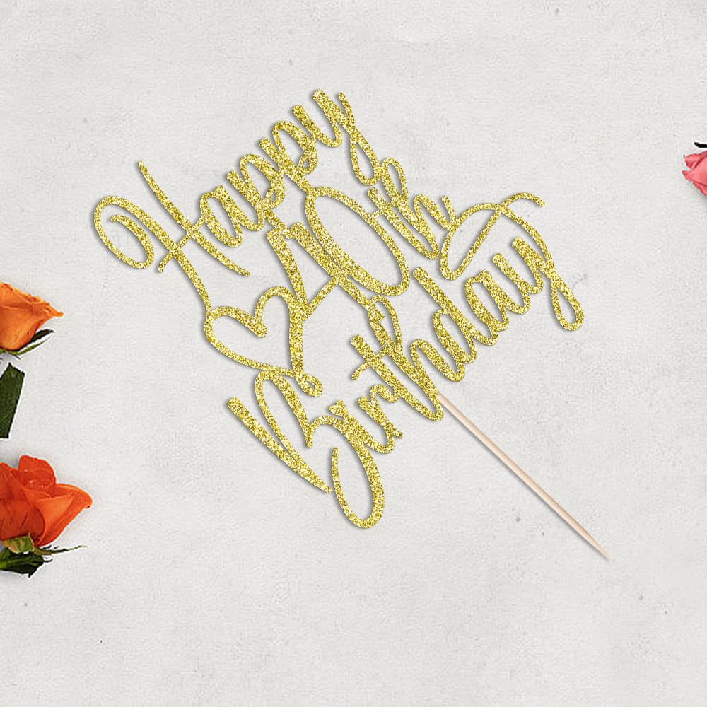 Florcmet Gold Glitter Happy 40th Birthday Cake Topper – 40 & Fabulous Cheers to 40 Years