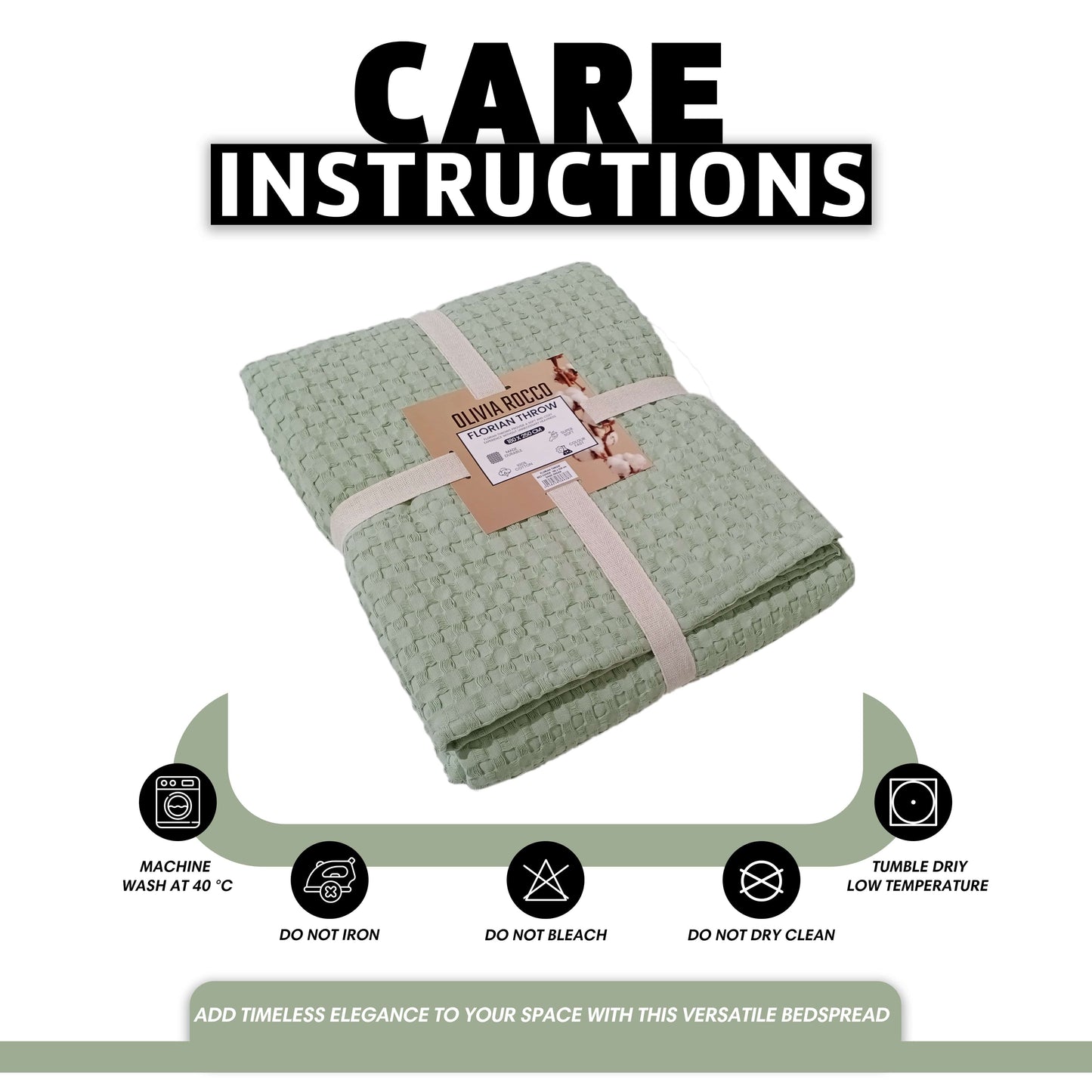 Florian Checked Throw Blanket Sage Green Bedspread for Sofas Armchairs Sofa Settee Couch Beds & Couches by OLIVIA ROCCO