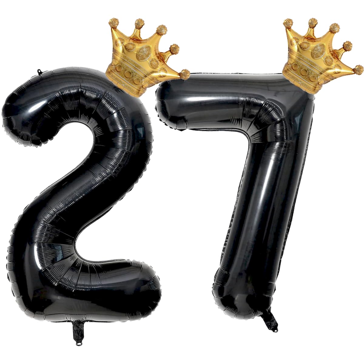 Florisland 40in Black 27 Balloon with Crown – 27th Birthday Decor