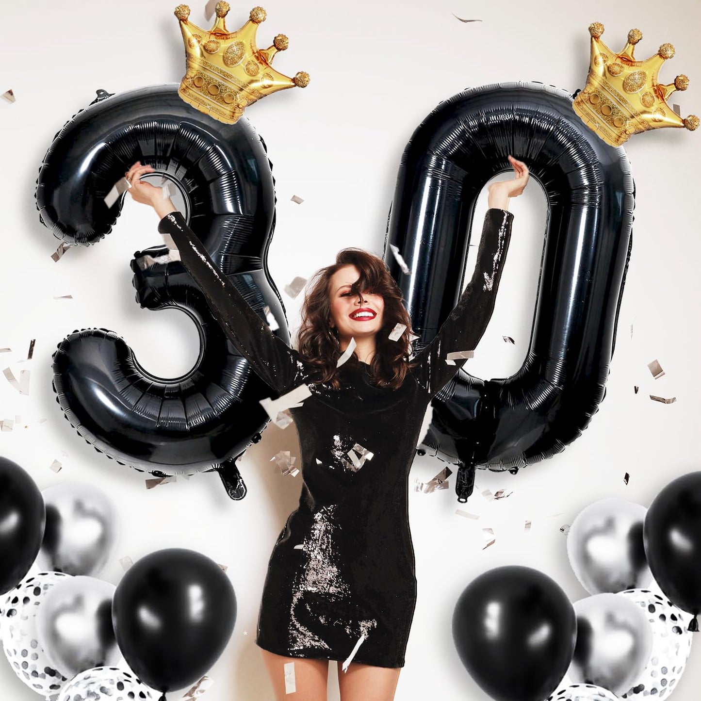 Florisland 40in Black 27 Balloon with Crown – 27th Birthday Decor