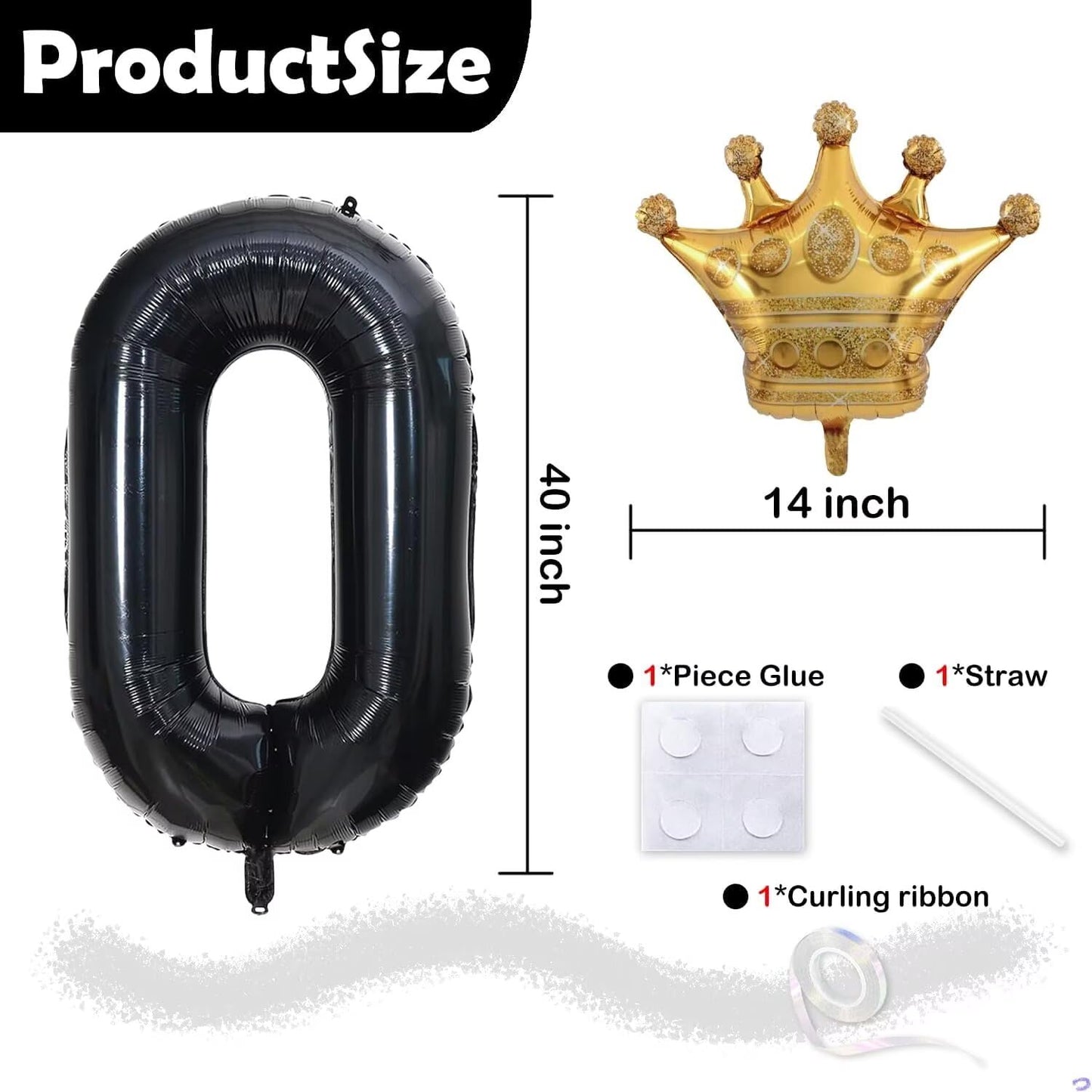 Florisland 40in Black 27 Balloon with Crown – 27th Birthday Decor