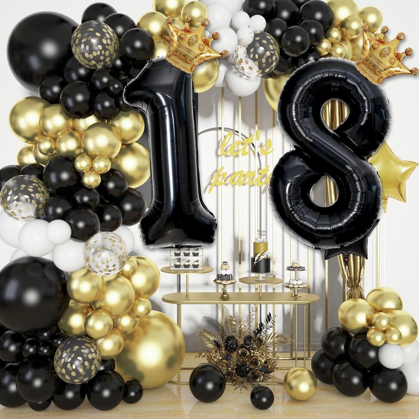 Florisland 40in Black 27 Balloon with Crown – 27th Birthday Decor