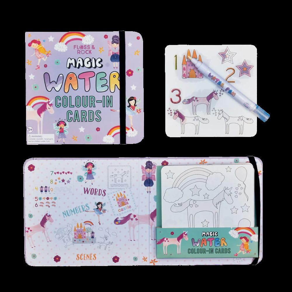 Floss & Rock Pets Water Pen and Cards Kit Fairy Unicorn Edition | Mess-Free Coloring