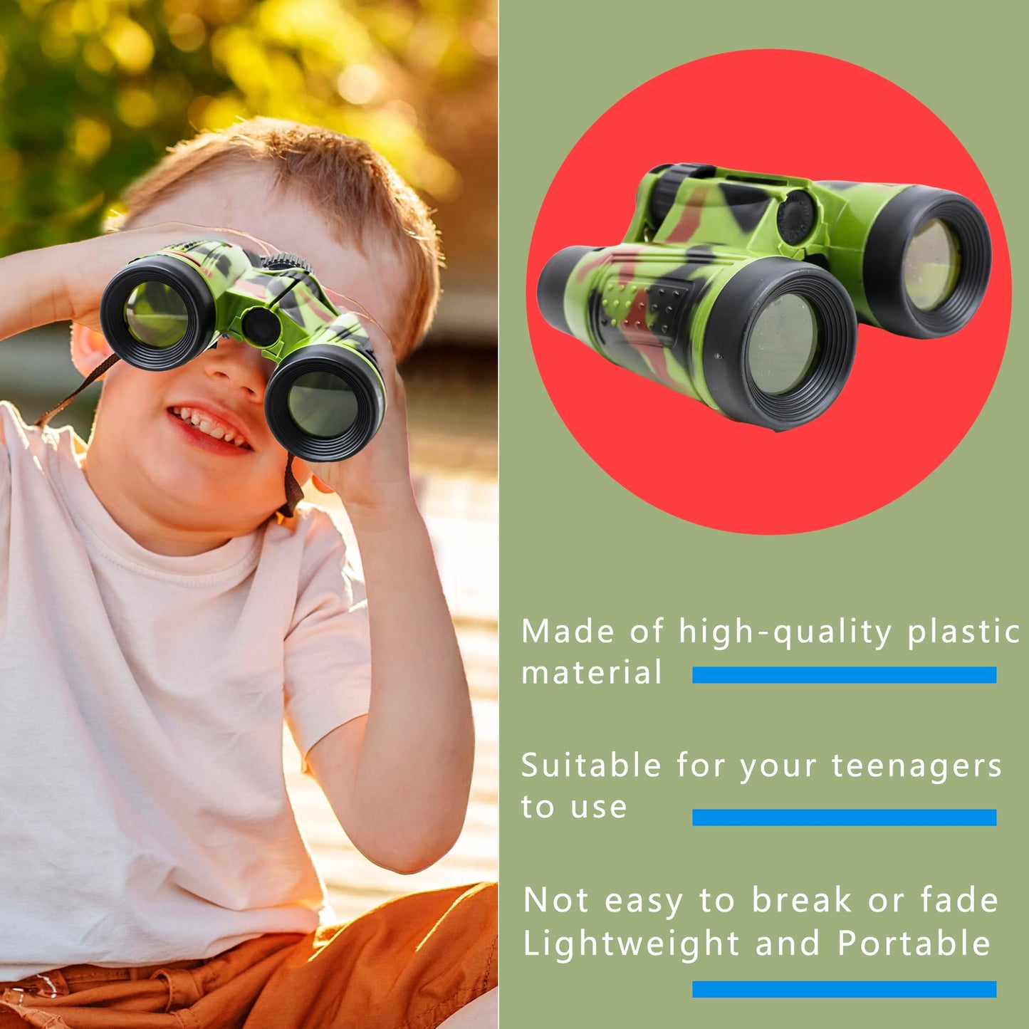 Flotory 20 Pack Safari Binoculars for Kids – Camouflage Toy Binoculars for Explorers