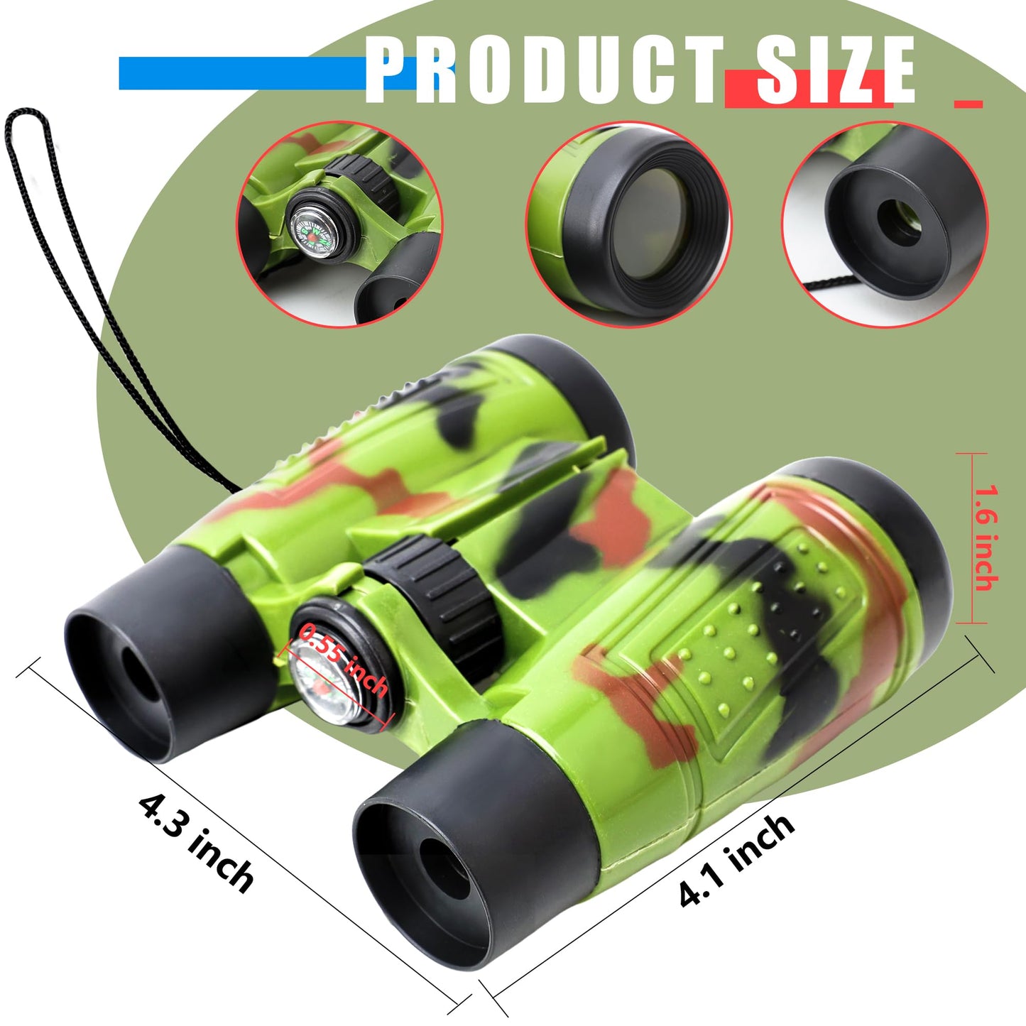 Flotory 20 Pack Safari Binoculars for Kids – Camouflage Toy Binoculars for Explorers