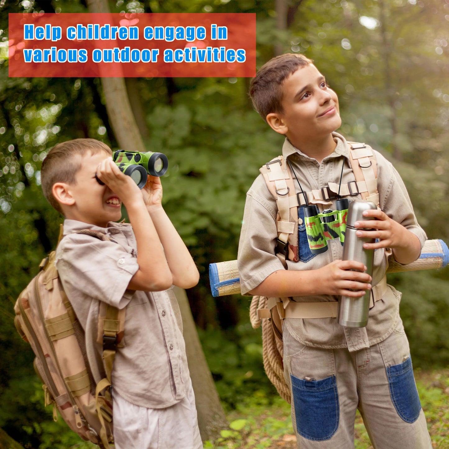 Flotory 20 Pack Safari Binoculars for Kids – Camouflage Toy Binoculars for Explorers