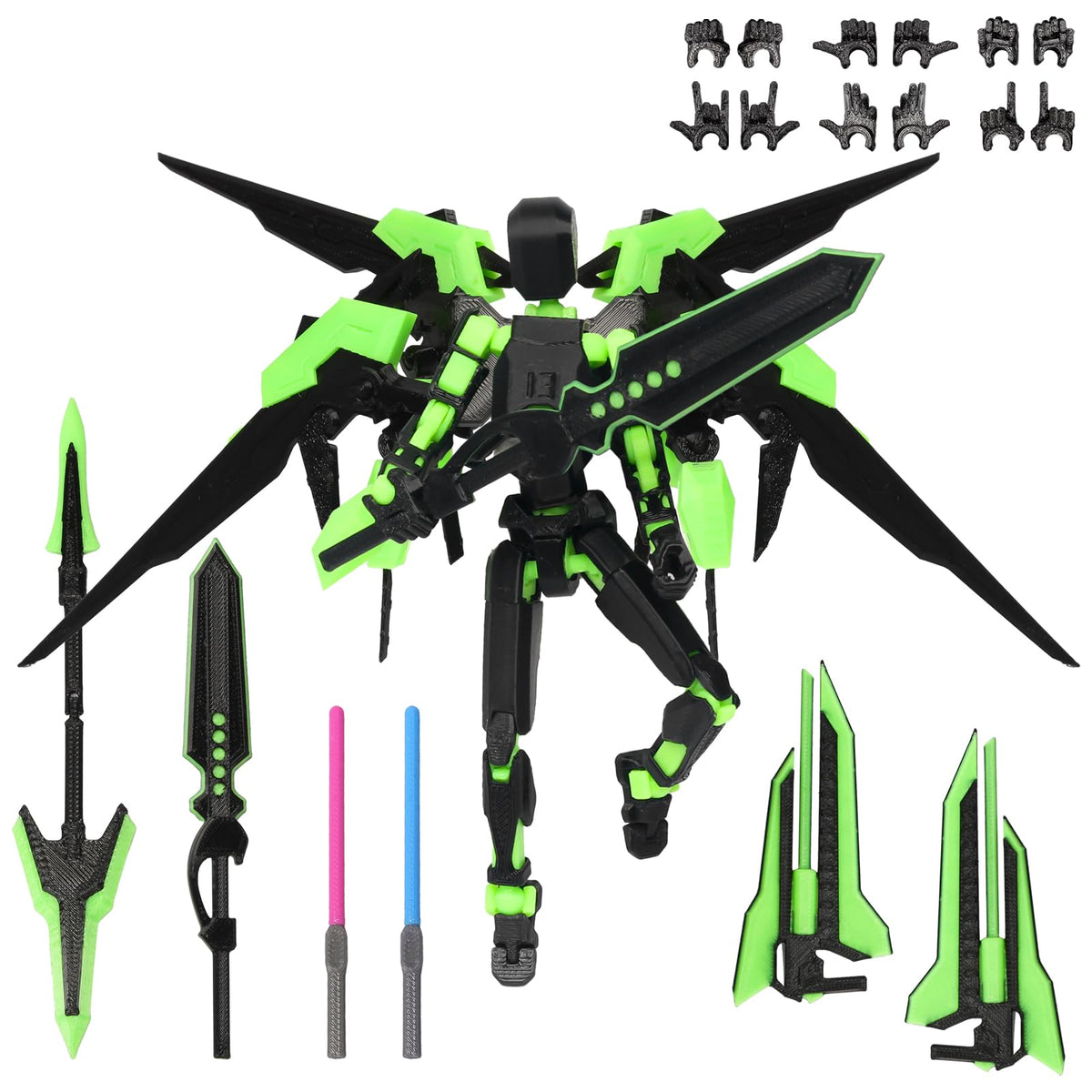 Flsuntlyu T13 Action Figure Set – 3D Printed Combat Mech (Green)