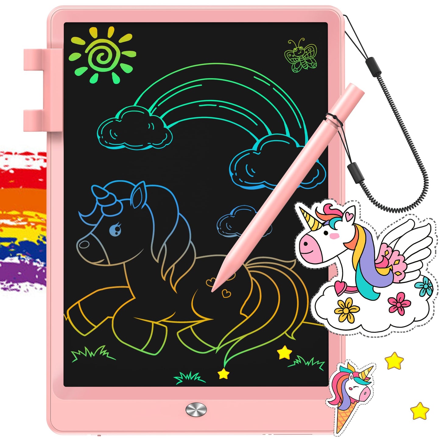 FLUESTON LCD Writing Tablet 10-Inch – Colorful Doodle Board for Kids 3-8 | Travel & Gift
