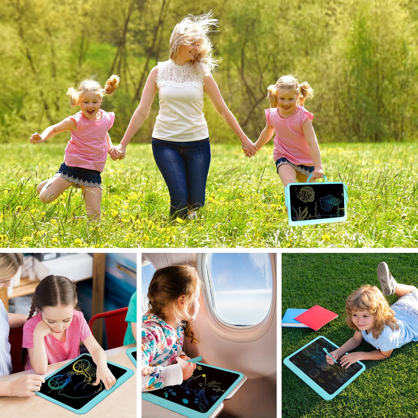 FLUESTON LCD Writing Tablet – 15-Inch Doodle Board for Kids (Blue)