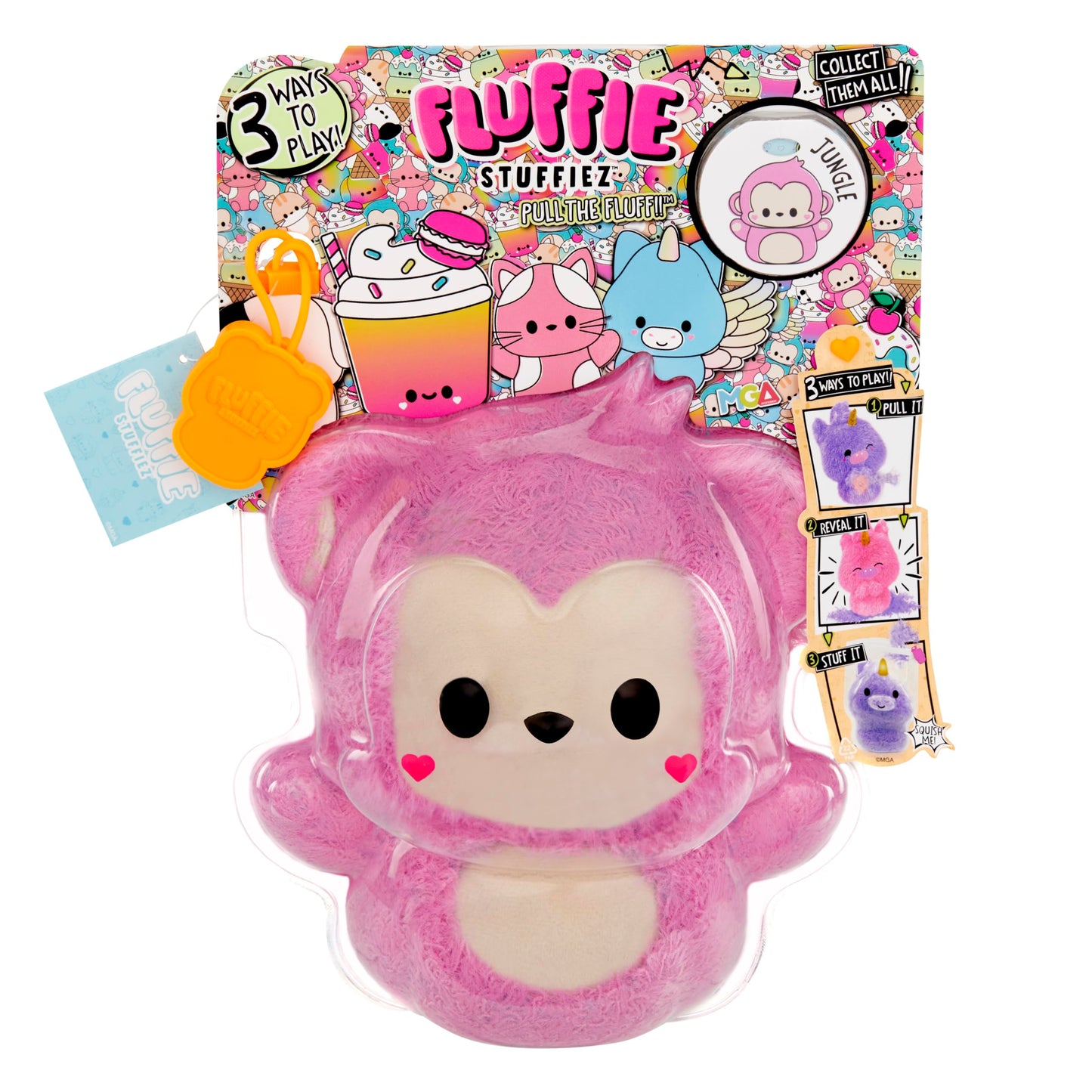 Fluffie Stuffiez Monkey Small Collectible Plush – Surprise Reveal & DIY Fur Pull