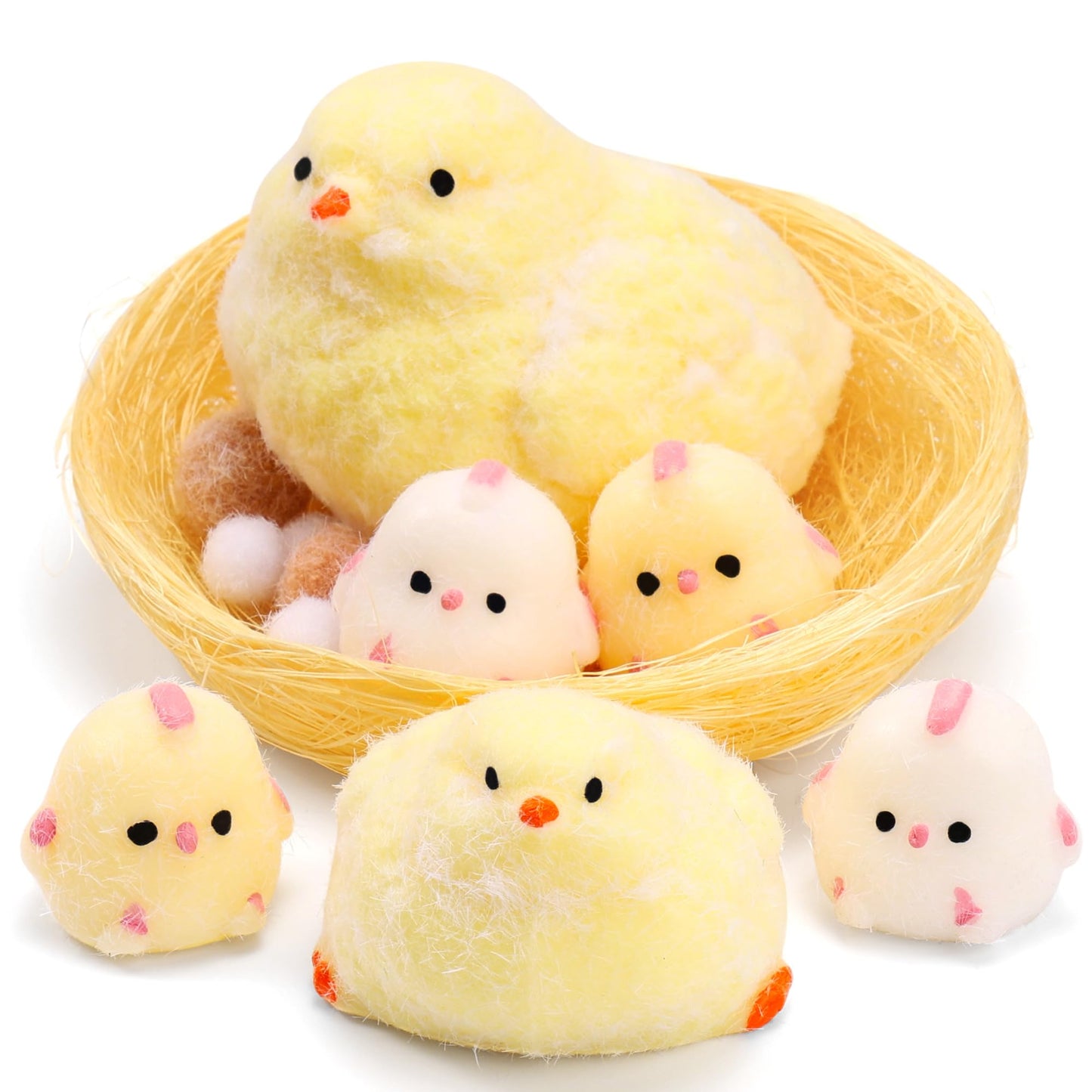 FlufiFiea 6Pcs Taba Handmade Squishy Chick Toys – Soft Silicone Stress Relief