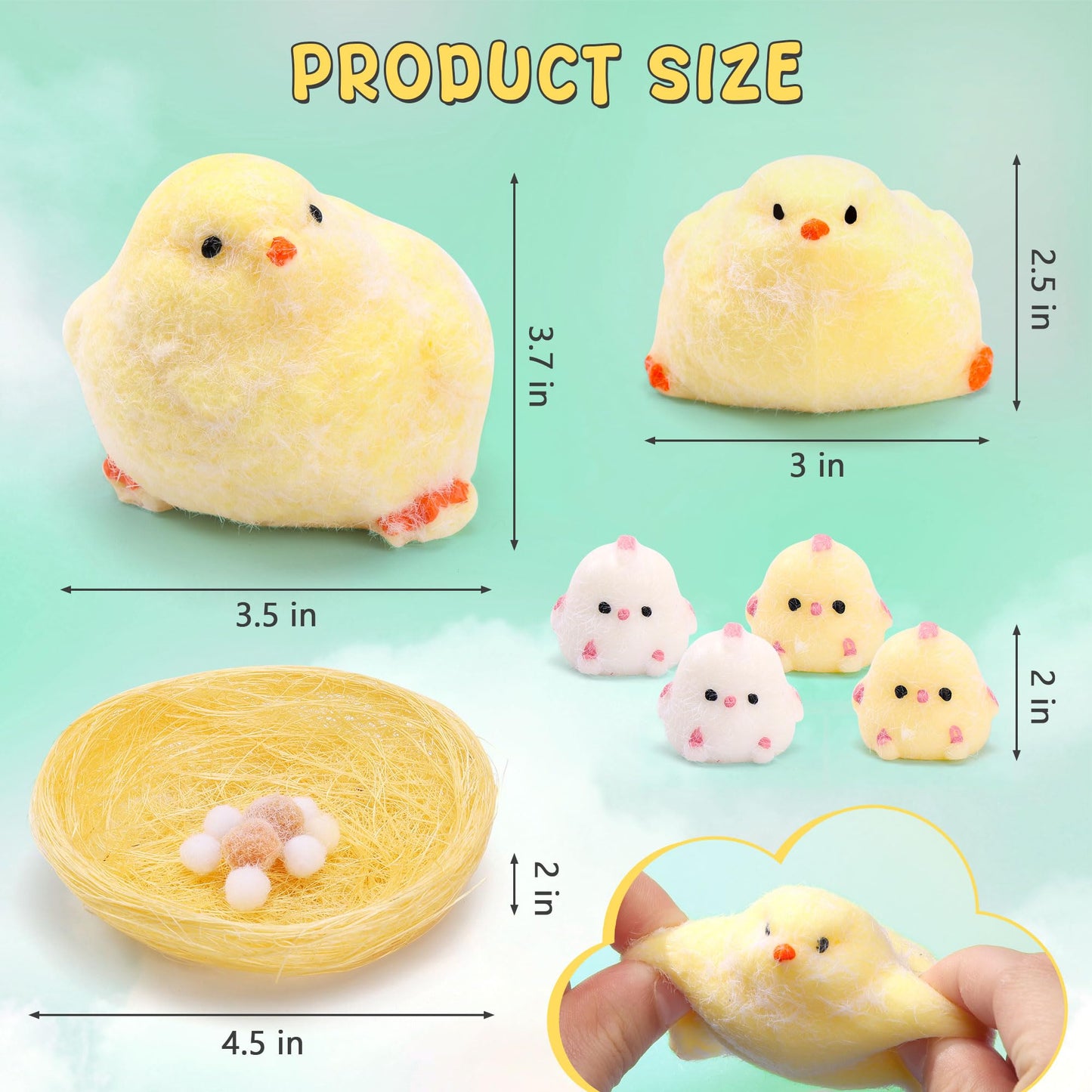 FlufiFiea 6Pcs Taba Handmade Squishy Chick Toys – Soft Silicone Stress Relief