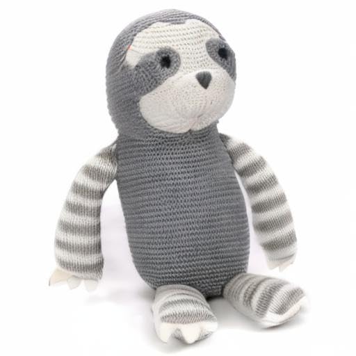 FLUFFYFUN 100% Organic Cotton Grey Sloth Plush – 7.1-inch Baby Stuffed Animal for Newborns