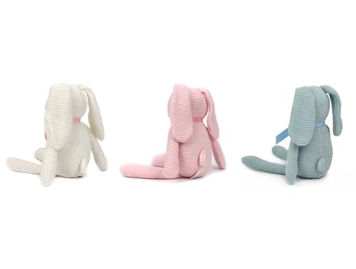 FLUFFYFUN 3-Pack 100% Organic Cotton Bunny Plush Toys – 7.1-inch
