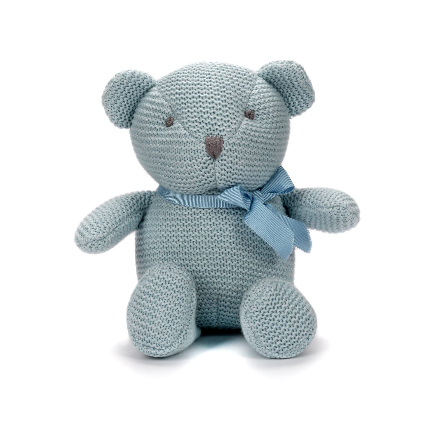 FLUFFYFUN 100% Organic Cotton Blue Teddy Bear Plush – 6.5-inch & 9-inch for Newborns