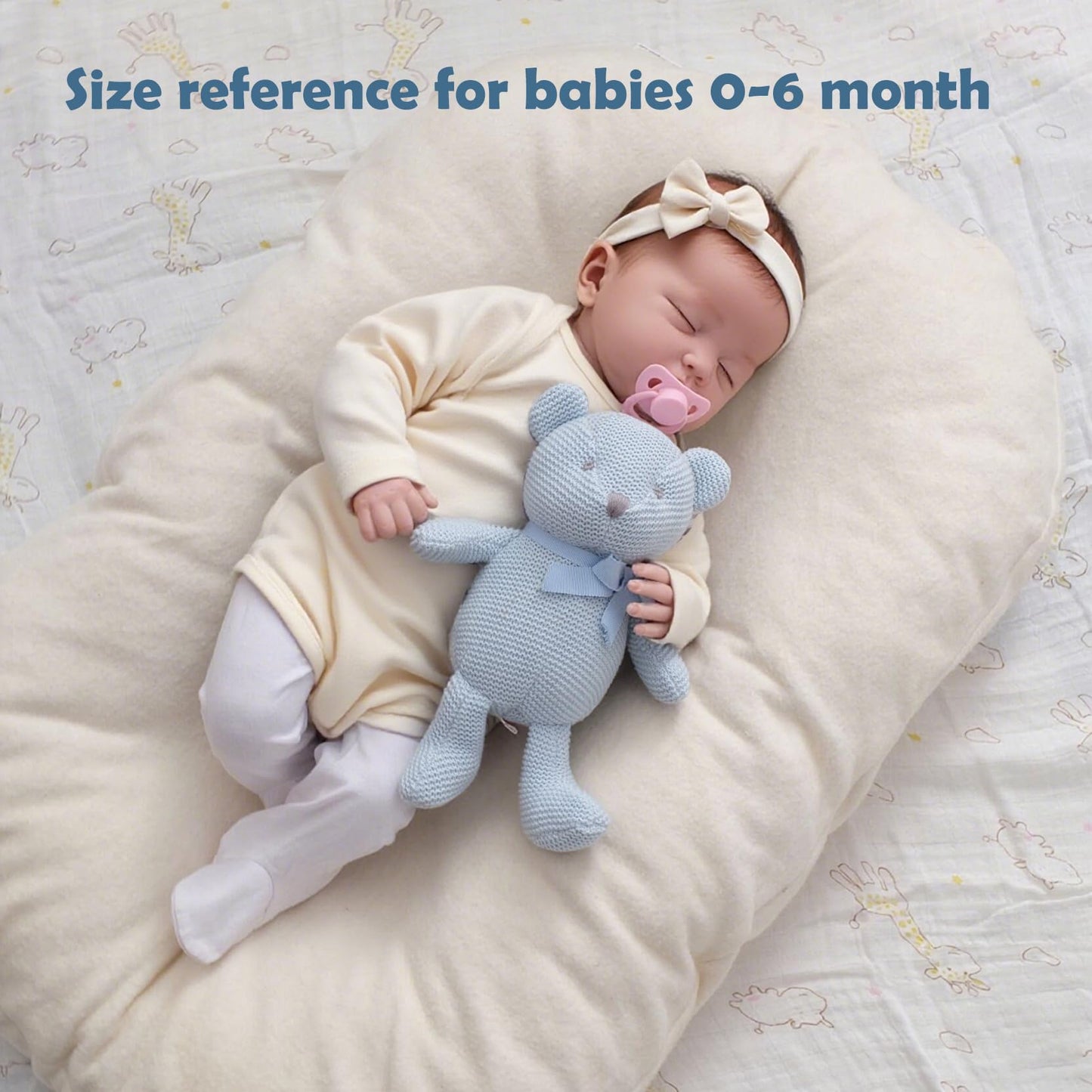 FLUFFYFUN 100% Organic Cotton Blue Teddy Bear Plush – 6.5-inch & 9-inch for Newborns