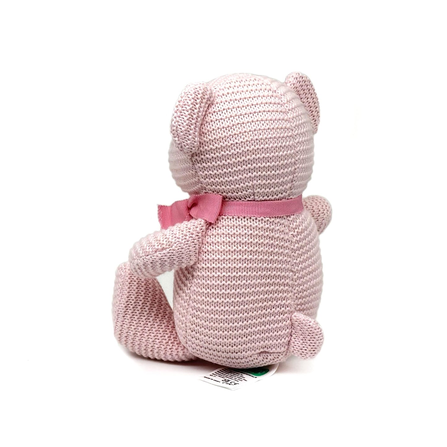FLUFFYFUN 100% Organic Cotton Pink Teddy Bear Plush – 6.5-inch Baby Stuffed Animal for Newborns