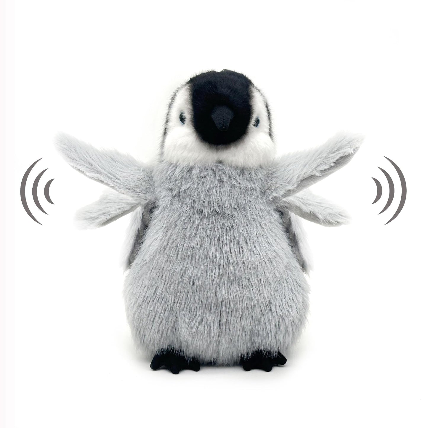 FLUFFYFUN Flapping Wing Penguin Plush 10-Inch - Motion Activated Belly Squeeze Toy for Kids