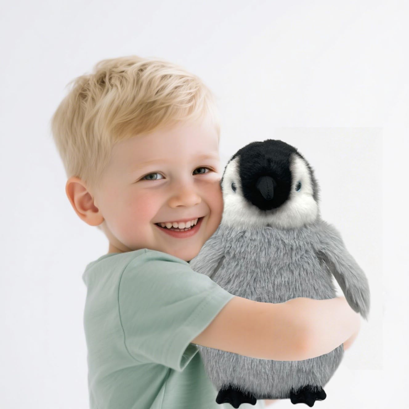 FLUFFYFUN Flapping Wing Penguin Plush 10-Inch - Motion Activated Belly Squeeze Toy for Kids