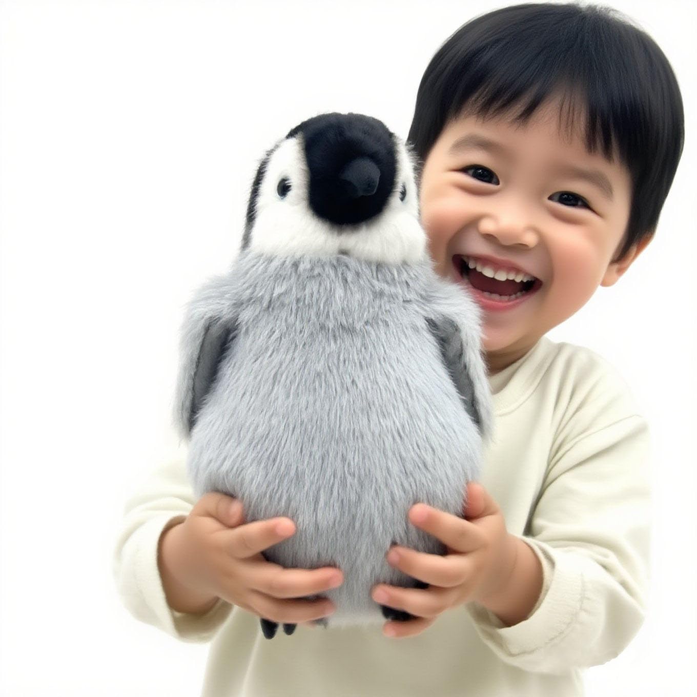FLUFFYFUN Flapping Wing Penguin Plush 10-Inch - Motion Activated Belly Squeeze Toy for Kids