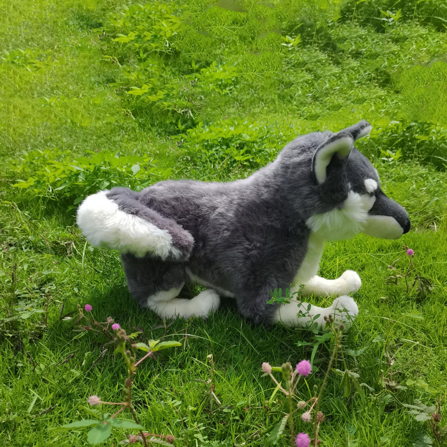 FLUFFYFUN Realistic Wolf Dog Stuffed Animal – 20-Inch Plush, CPC Certified