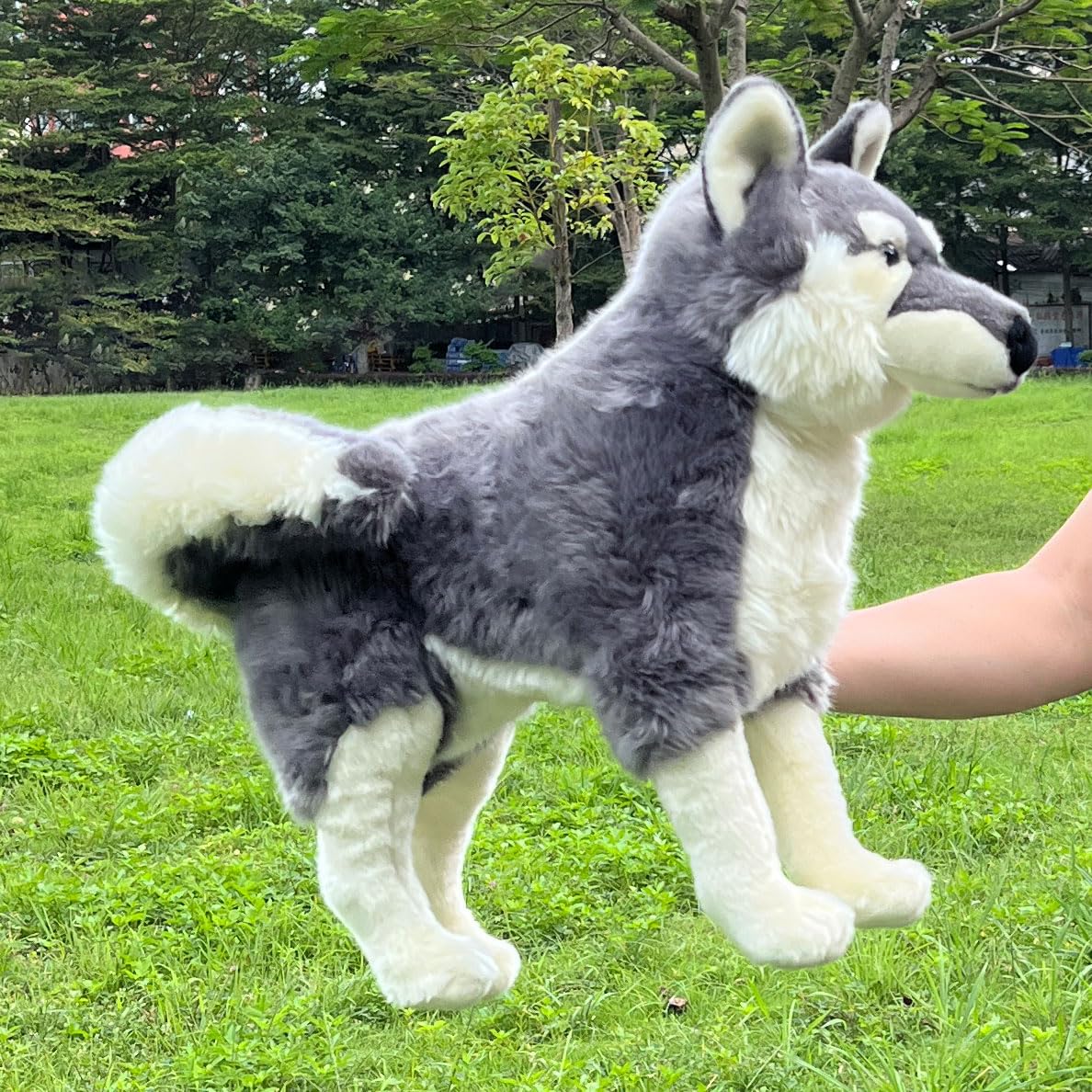 FLUFFYFUN Realistic Wolf Dog Stuffed Animal – 20-Inch Plush, CPC Certified