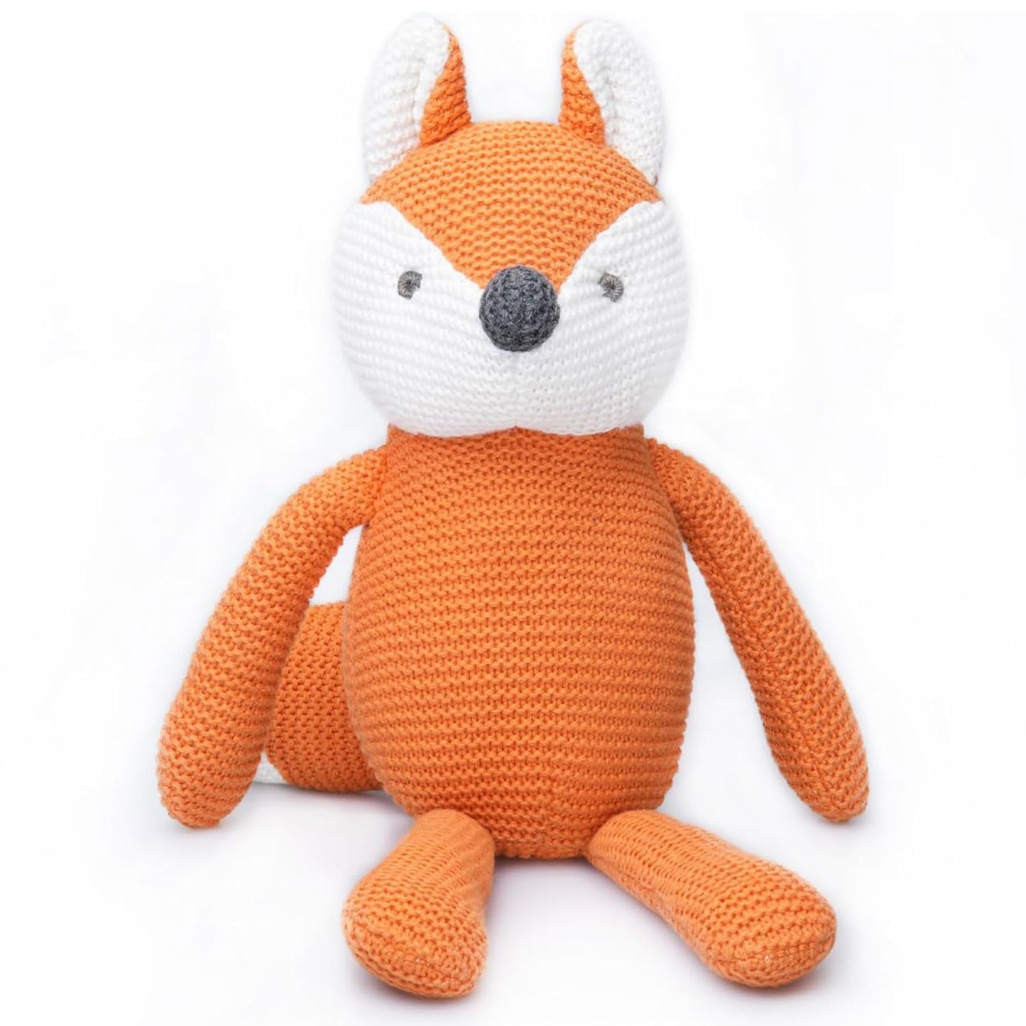 FLUFFYFUN 100% Organic Cotton Orange Fox Plush Toy – 7.1 inches, Newborn-Friendly