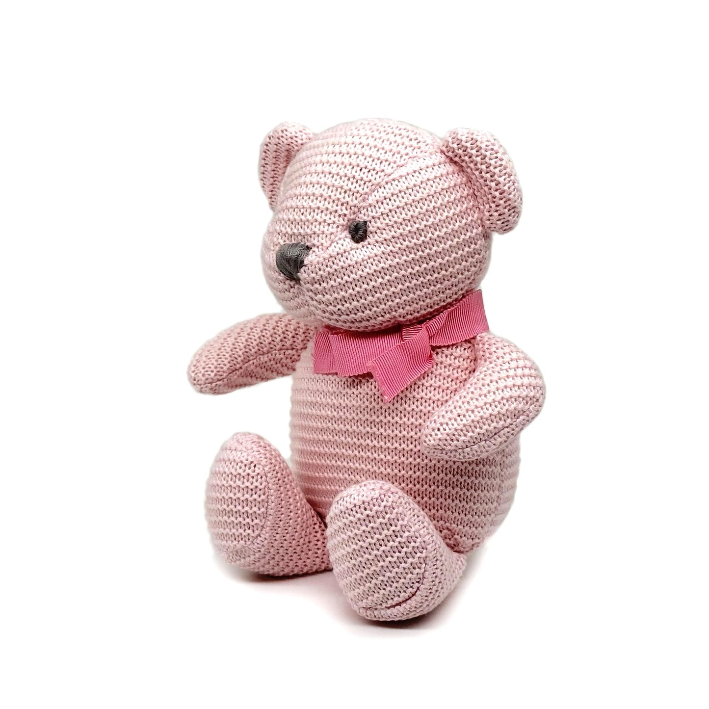 FLUFFYFUN 100% Organic Cotton Pink Teddy Bear Plush – 6.5-inch Baby Stuffed Animal for Newborns