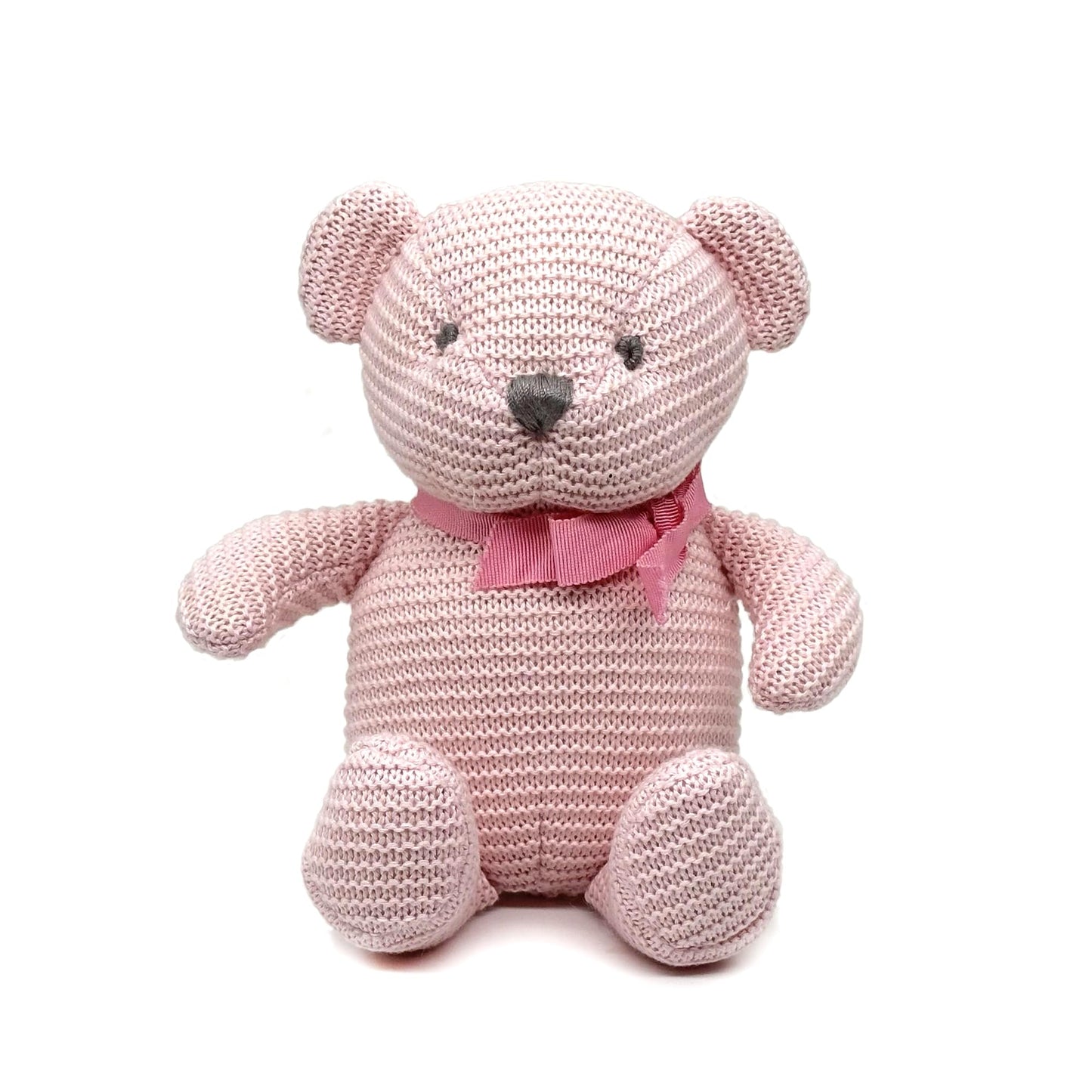 FLUFFYFUN 100% Organic Cotton Pink Teddy Bear Plush – 6.5-inch Baby Stuffed Animal for Newborns