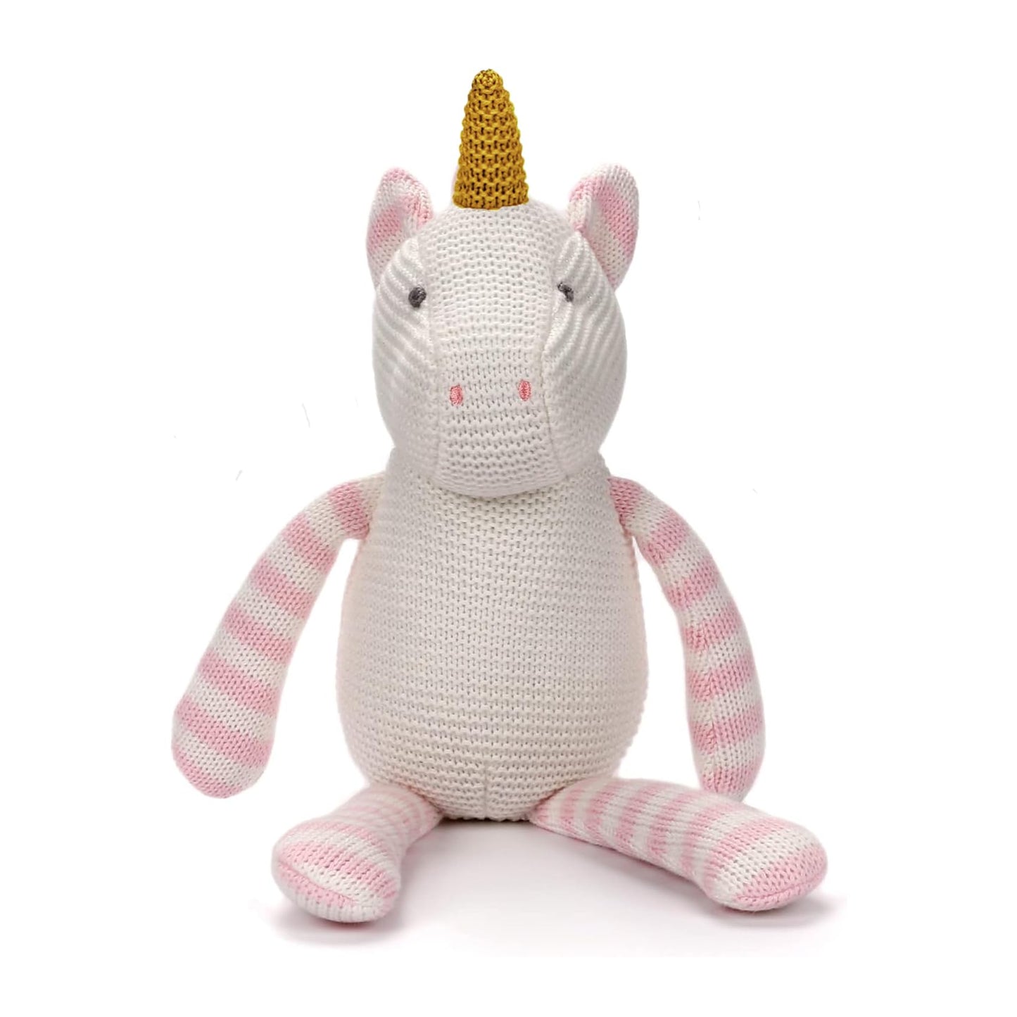 FLUFFYFUN 100% Organic Cotton Pink Unicorn Plush – 7.1-inch Baby Stuffed Animal