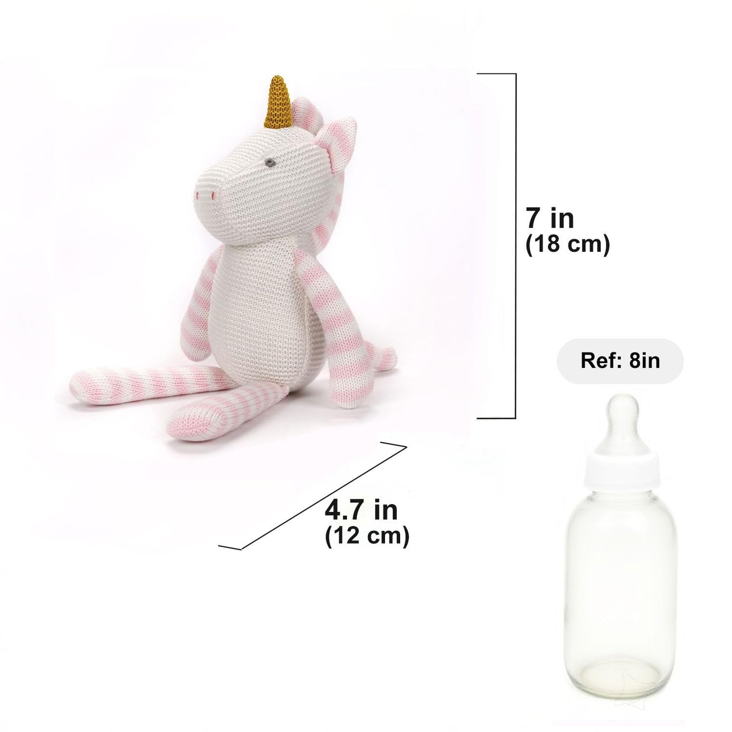 FLUFFYFUN 100% Organic Cotton Pink Unicorn Plush – 7.1-inch Baby Stuffed Animal