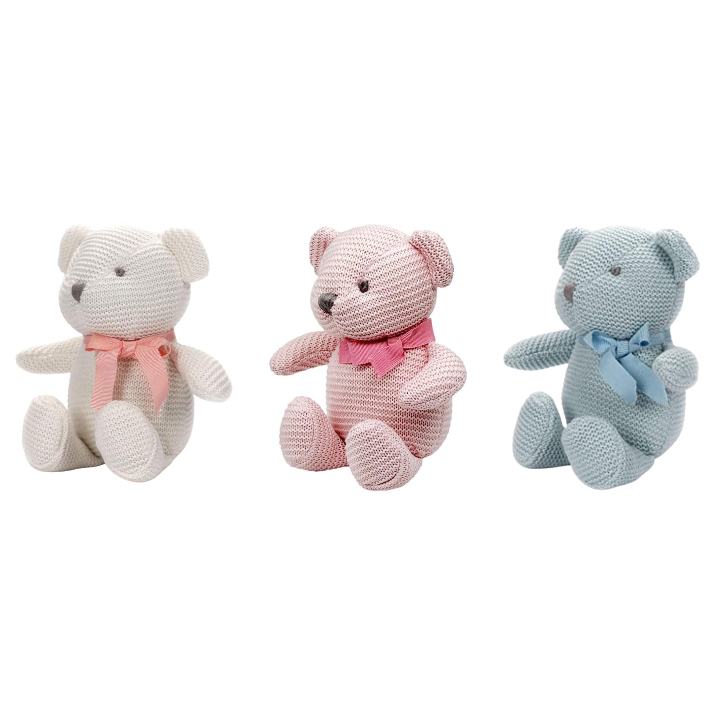 FLUFFYFUN 3-Pack 100% Organic Cotton Teddy Bears – 6.5-Inch Plush Toys