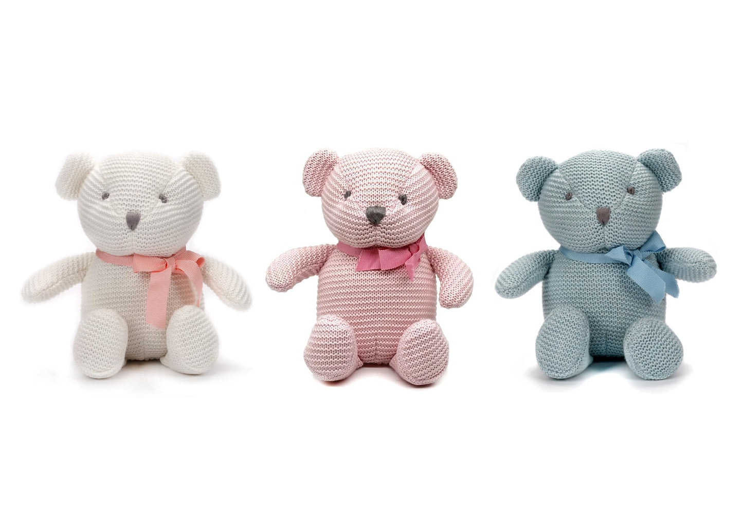 FLUFFYFUN 3-Pack 100% Organic Cotton Teddy Bears – 6.5-Inch Plush Toys
