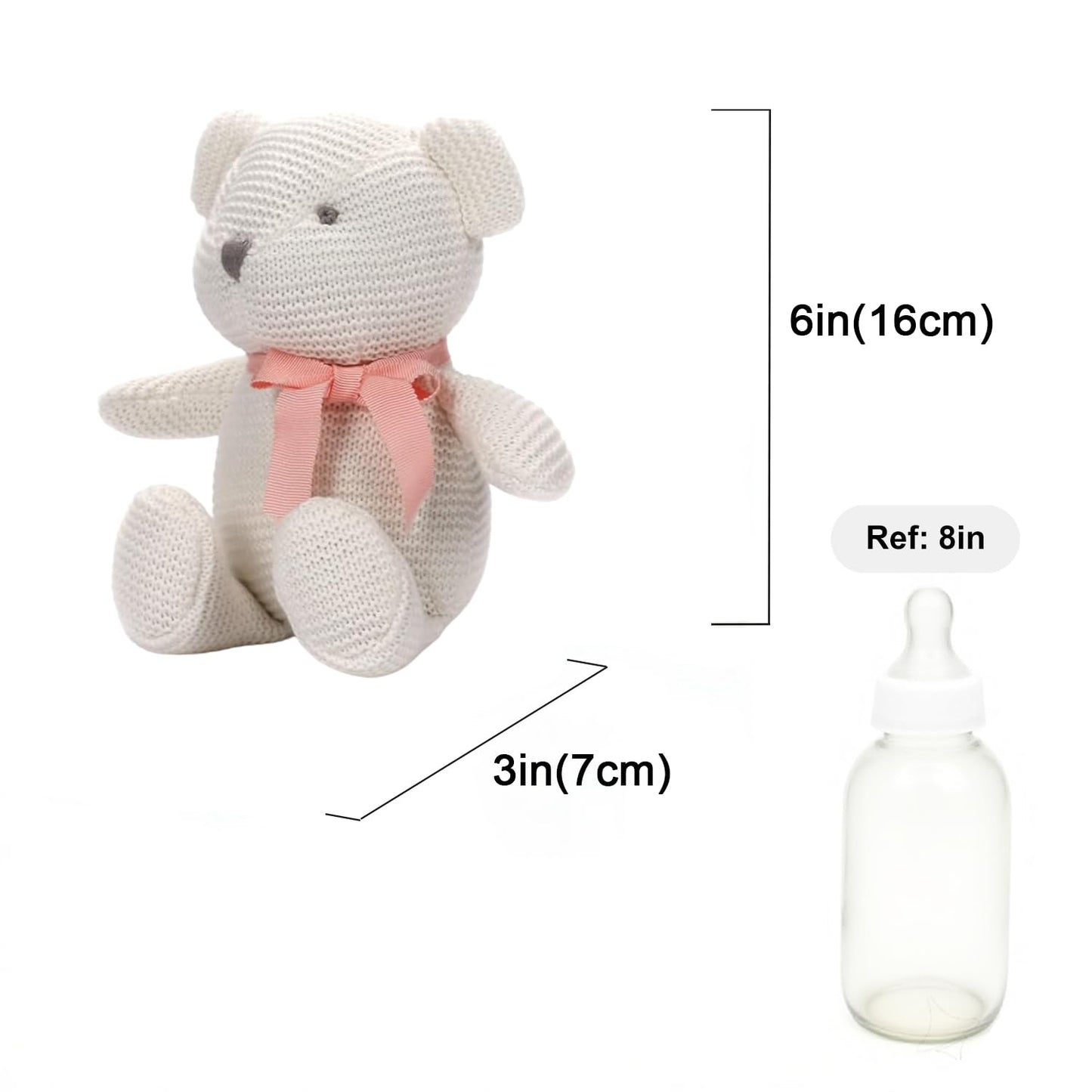 FLUFFYFUN 100% Organic Cotton Teddy Bear Plush — 6.5-inch Baby Stuffed Animal for Newborn