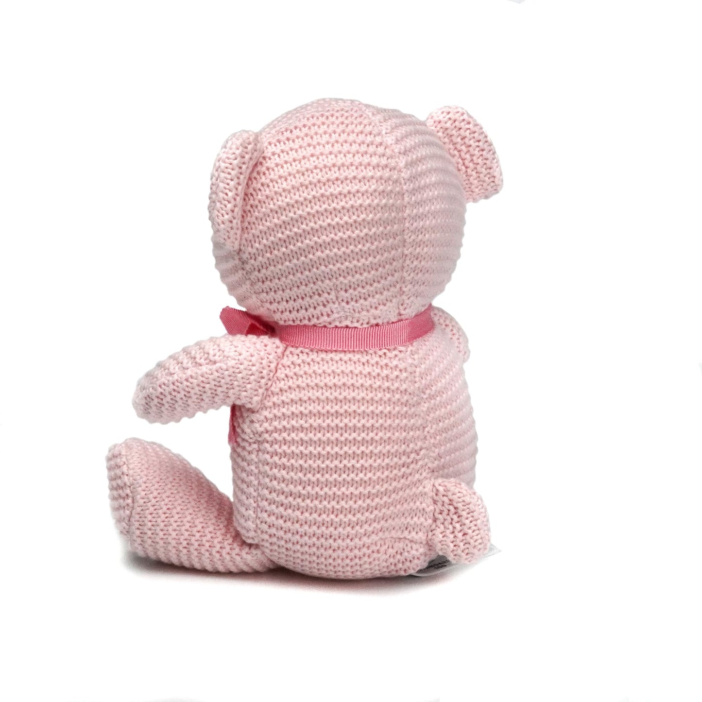FLUFFYFUN 100% Organic Cotton Pink Teddy Bear Plush – 6.5-inch Baby Stuffed Animal for Newborns