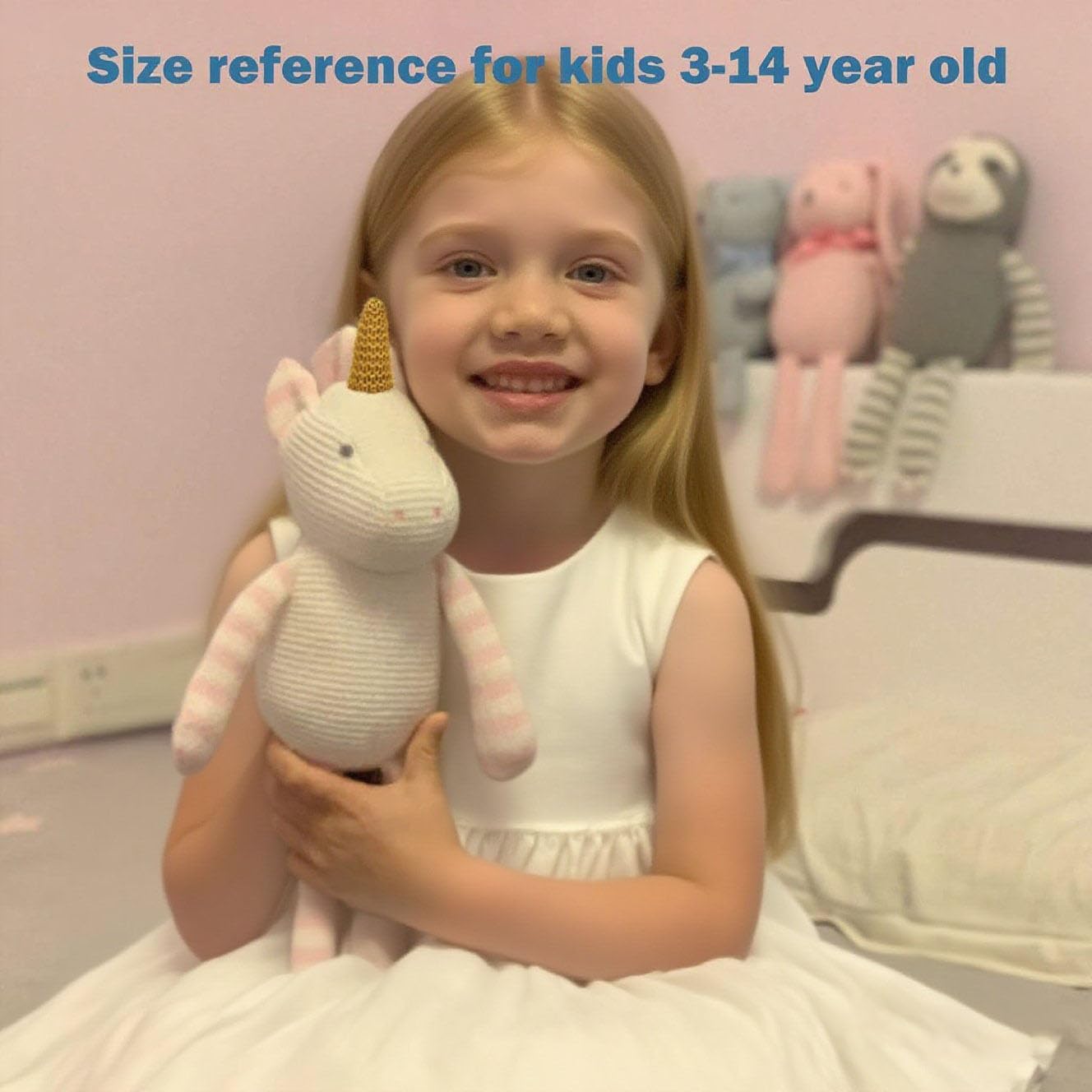 FLUFFYFUN 100% Organic Cotton Pink Unicorn Plush – 7.1-inch Baby Stuffed Animal