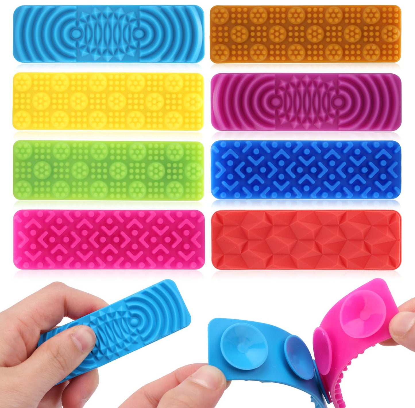FlufiFiea 8-Pack Textured Sensory Suction Fidget Toys – Quiet Desk Calming for ADHD & Autism