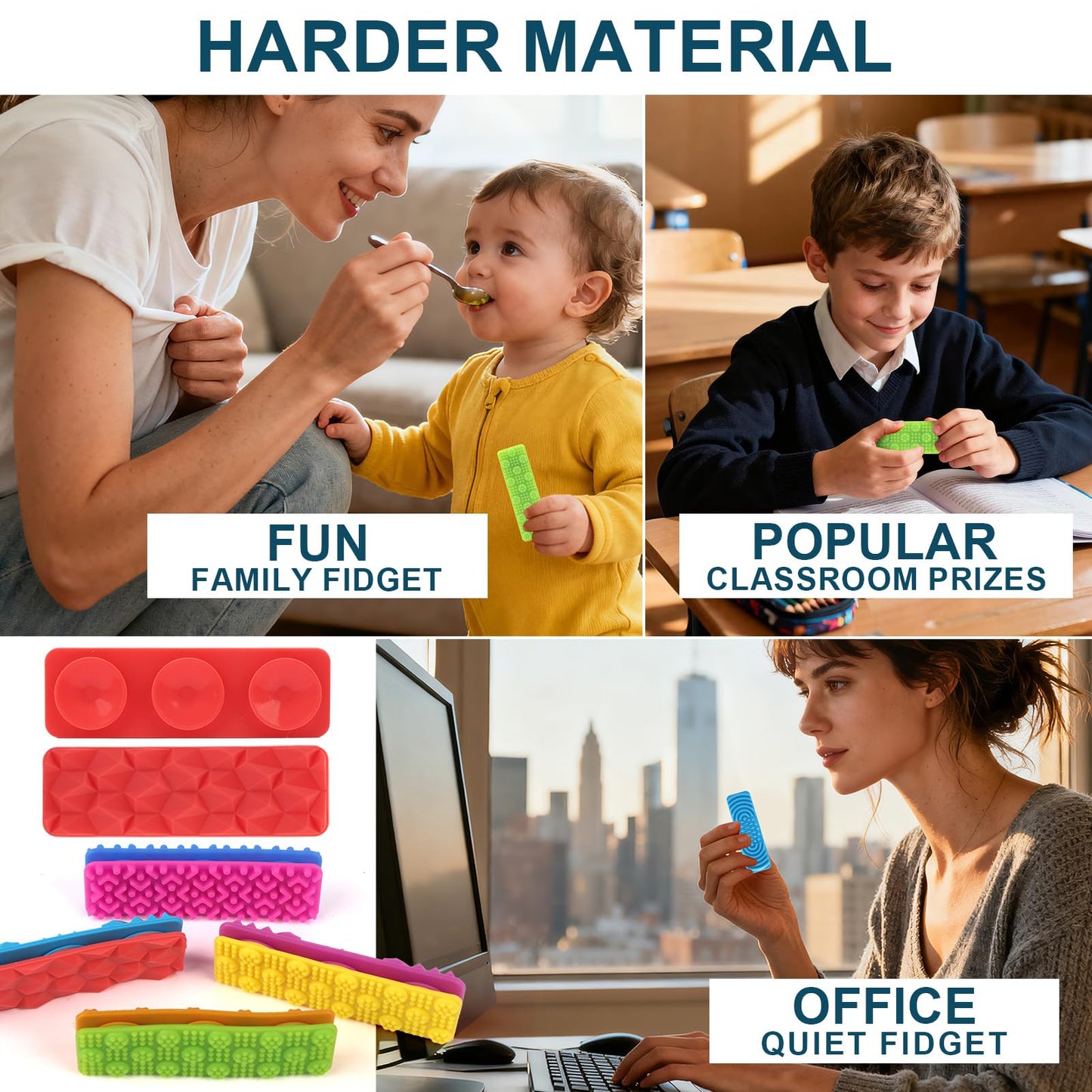 FlufiFiea 8-Pack Textured Sensory Suction Fidget Toys – Quiet Desk Calming for ADHD & Autism