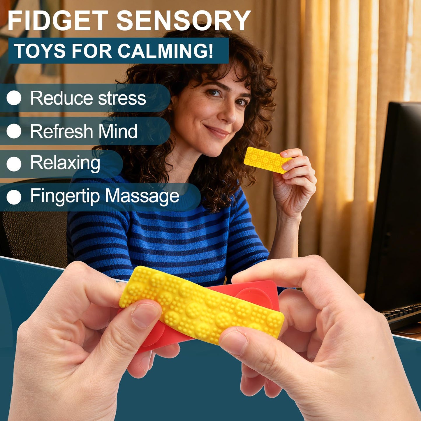 FlufiFiea 8-Pack Textured Sensory Suction Fidget Toys – Quiet Desk Calming for ADHD & Autism