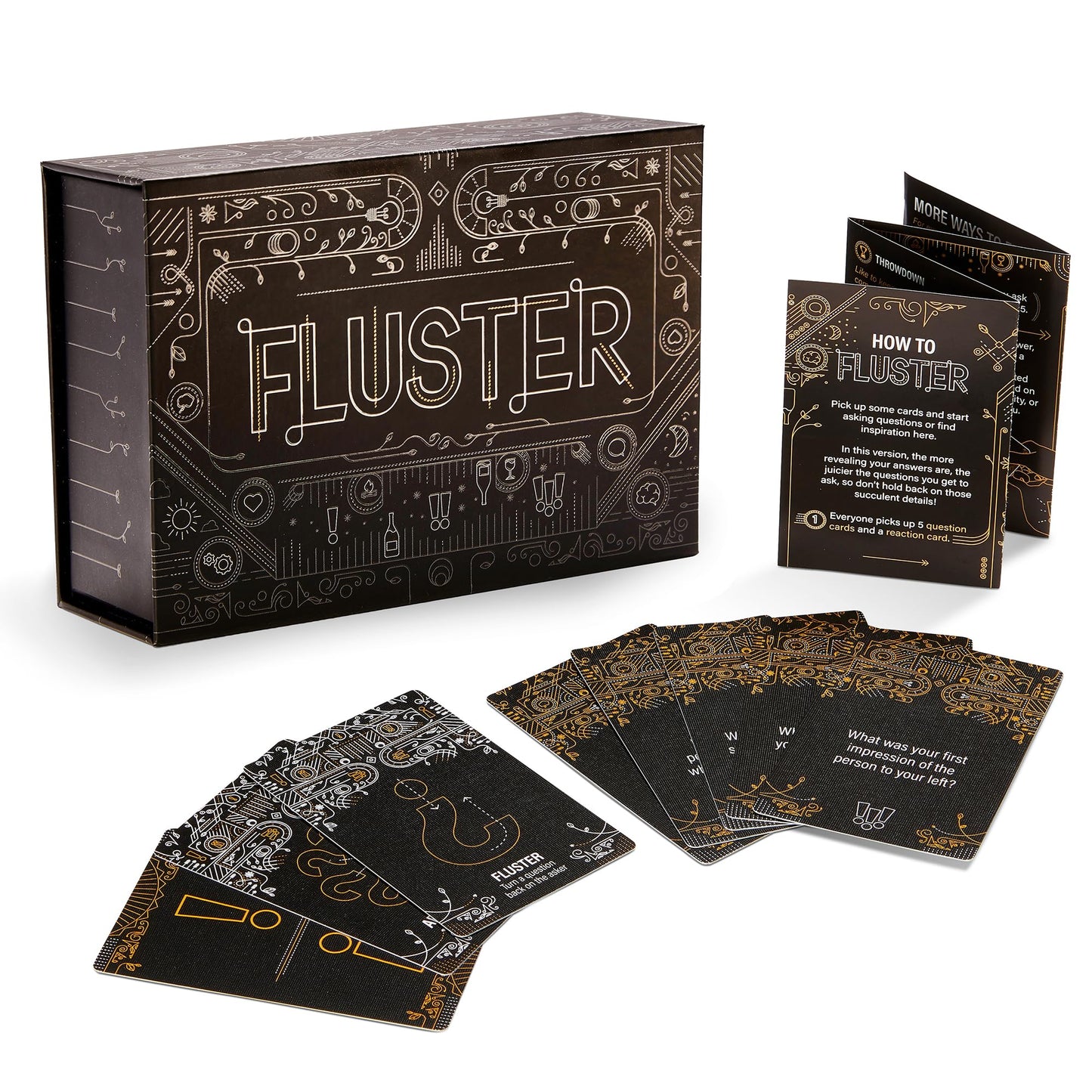 FLUSTER Ice Breakers & Deep Conversation Cards for Adults (126 Cards) | Conversation Starter Card Game