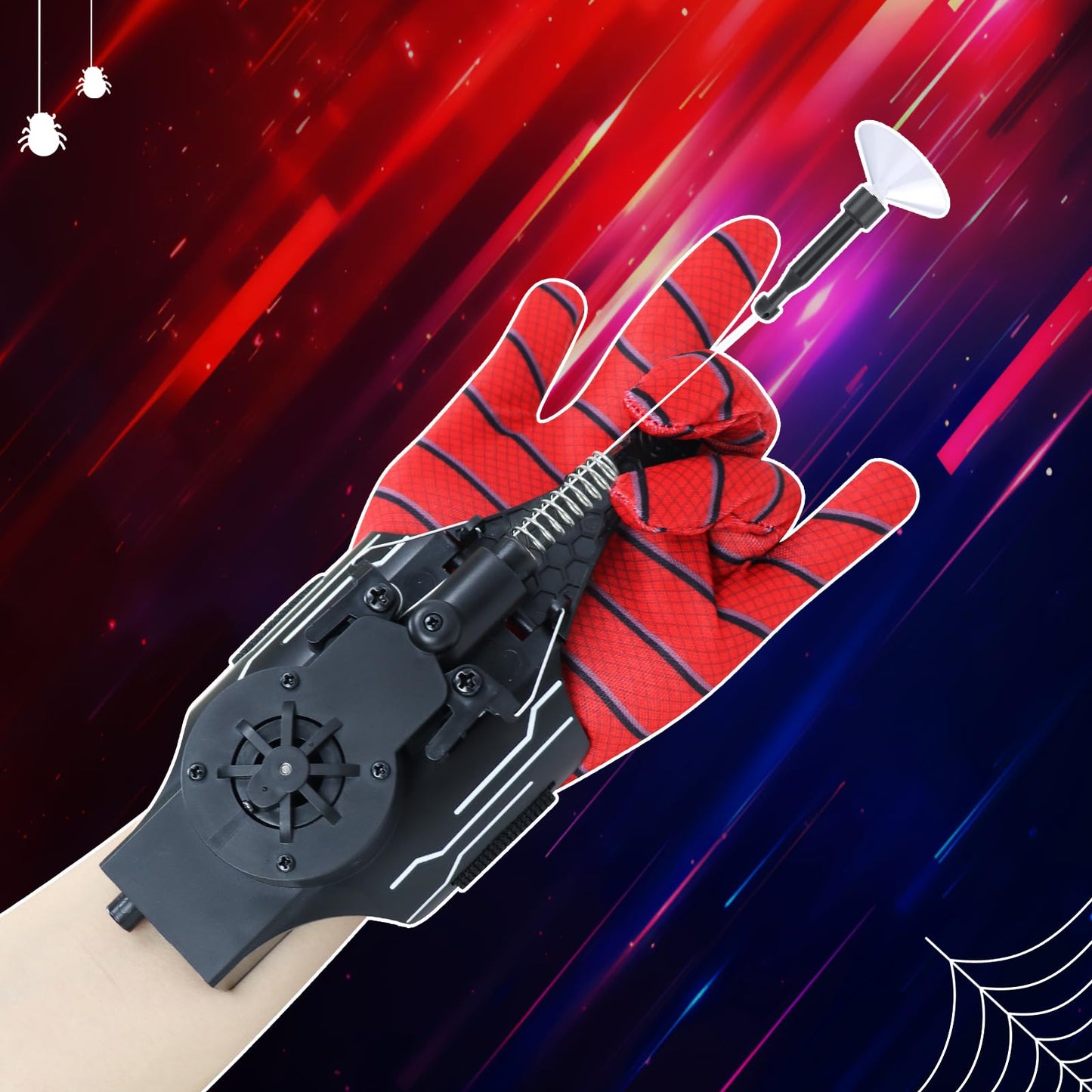 Flustime Spider Web Shooter Black — Web Launcher Toy with Instant Retract Button