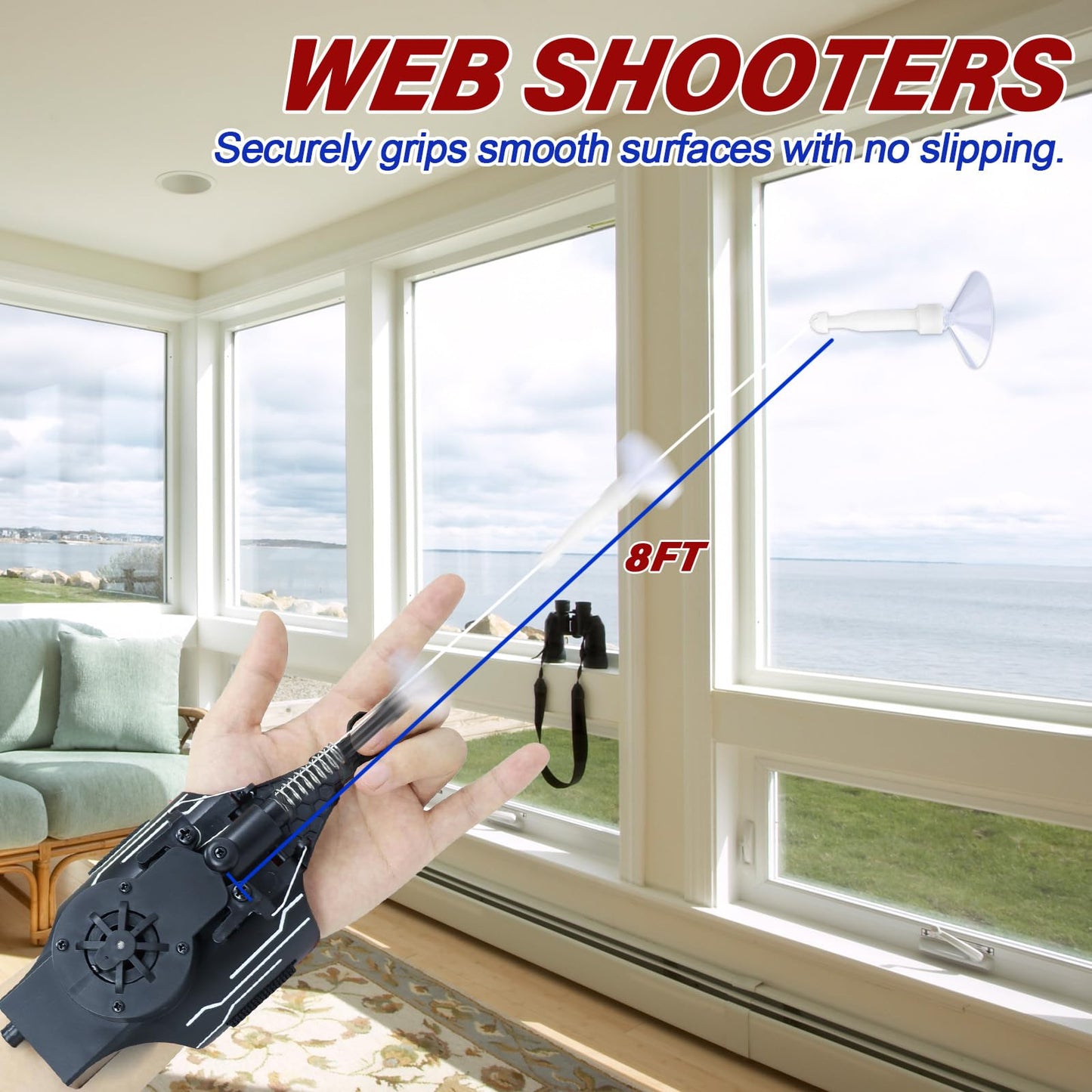 Flustime Spider Web Shooter Black — Web Launcher Toy with Instant Retract Button