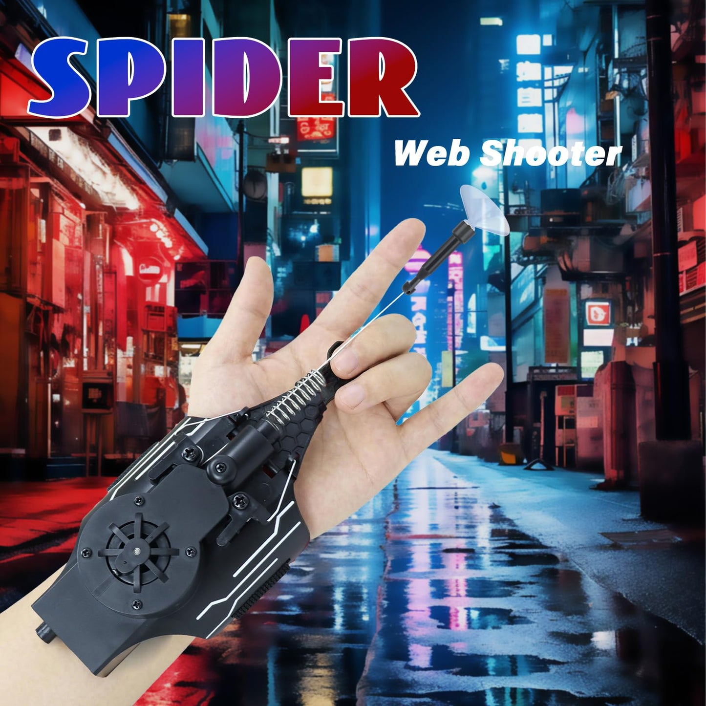 Flustime Spider Web Shooter Black — Web Launcher Toy with Instant Retract Button
