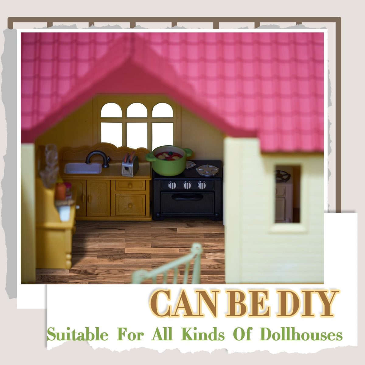Flutesan 12-Pcs Mini Dollhouse Wallpaper & Flooring Peel & Stick Kit – Classic Style