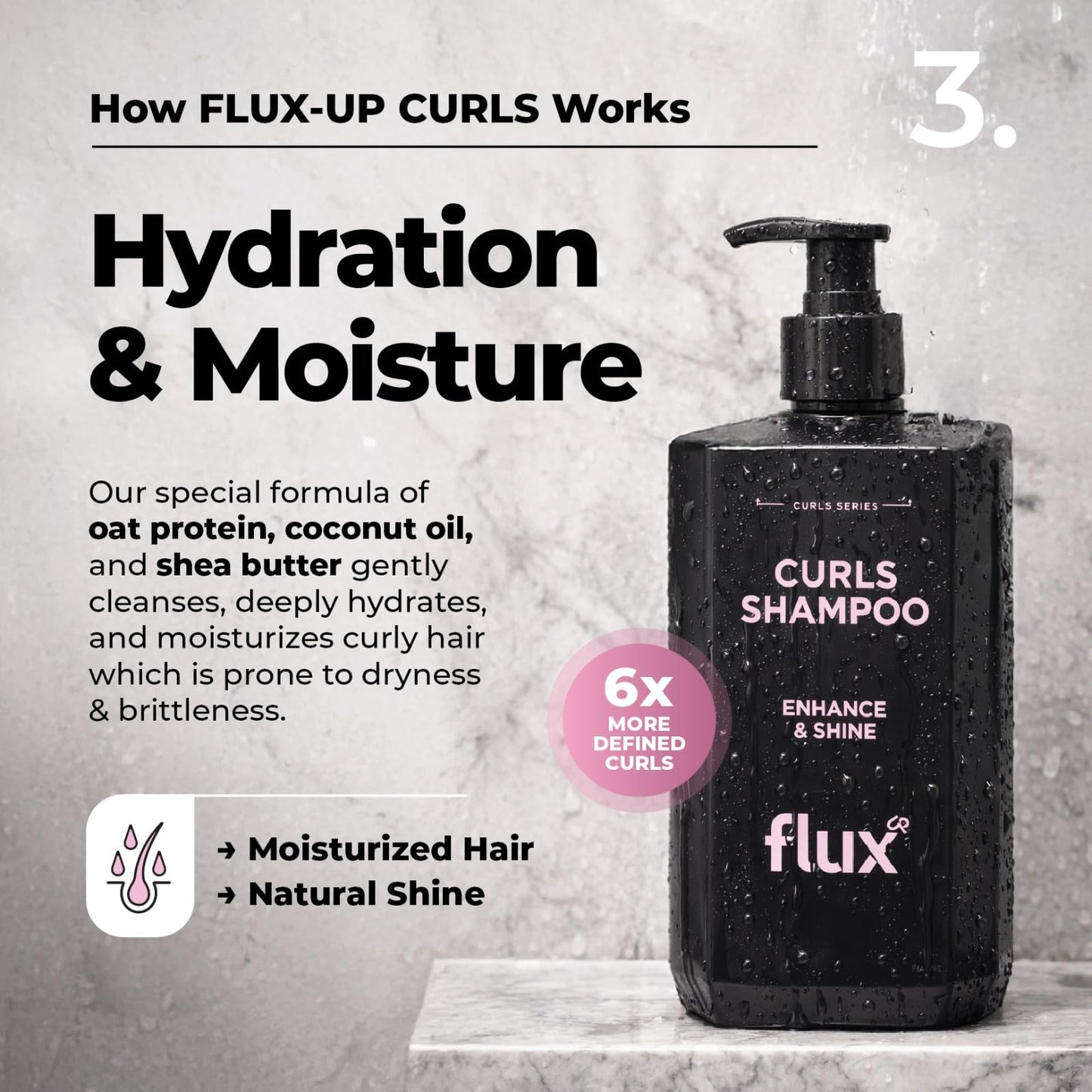 FLUX UP Curly Hair Shampoo – Hydrating, Sulfate-Free Frizz Control for Defined Curls – 17 fl oz