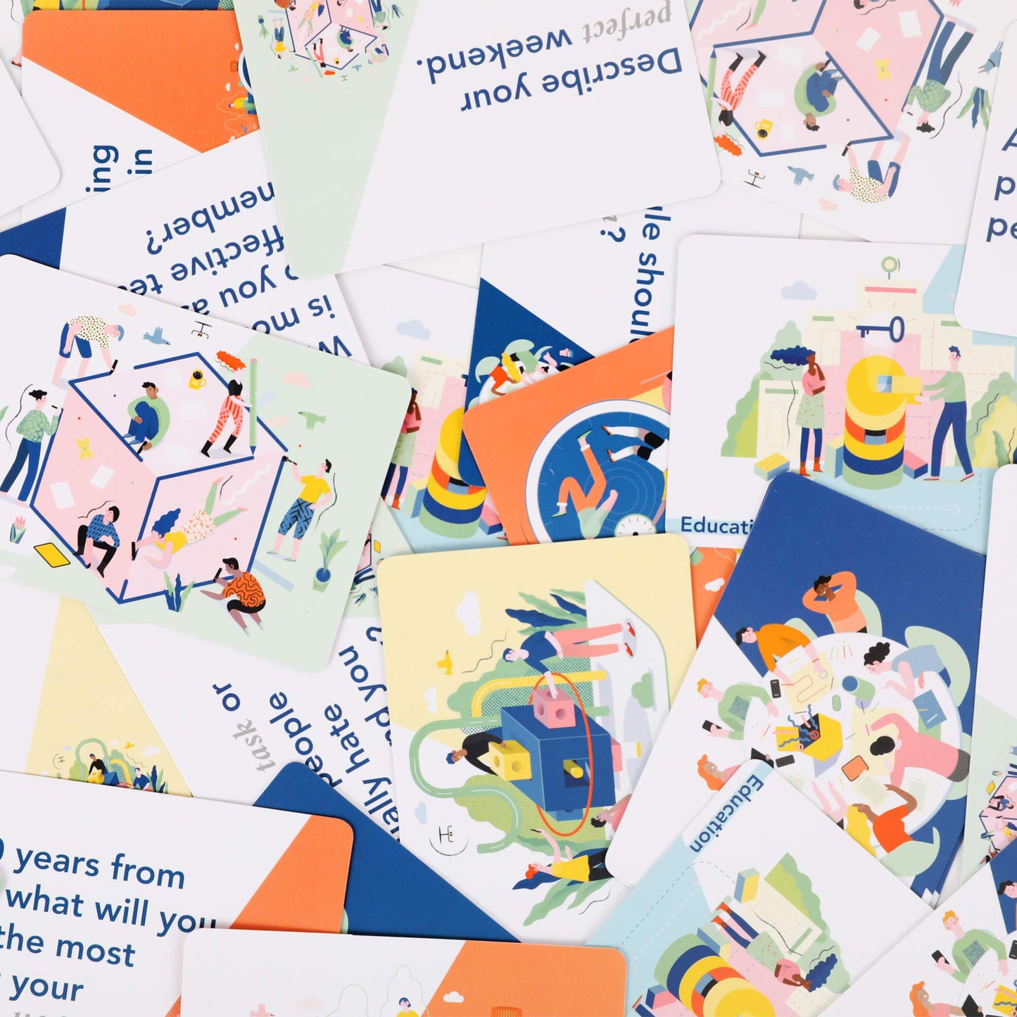 FLUYTCO Building Blocks: Team Building Card Game for Work – 150 Ice Breakers & Prompts