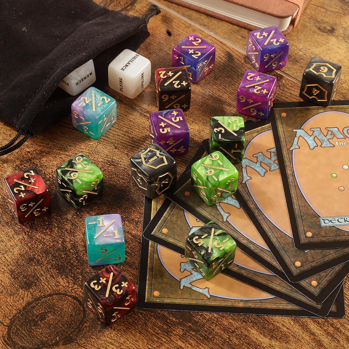 Flvdierd 60 PCS MTG Dice Counters Set | Keyword & Loyalty Tokens