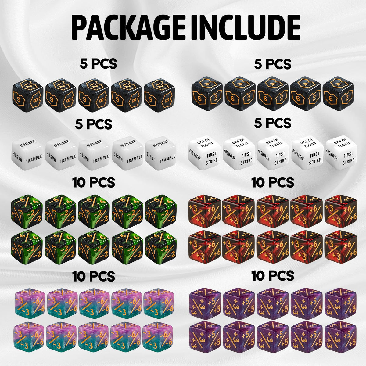 Flvdierd 60 PCS MTG Dice Counters Set | Keyword & Loyalty Tokens